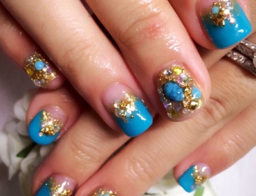 6. Pink and Gold Floral Gel Nail Design - wide 2